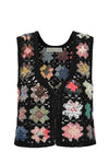 SWAYING/KNIT crochet patchwork vest SW24RE1T03 black
